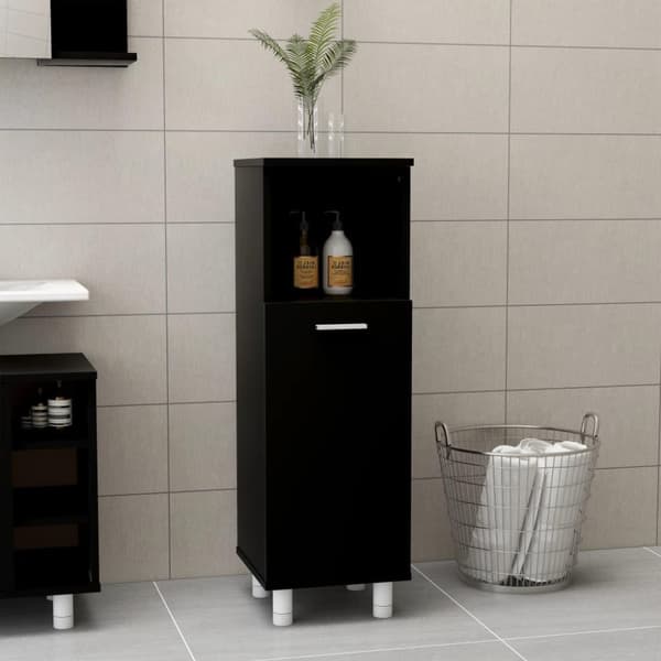 vidaXL Badrumsskåp svart 30x30x95 cm spånskiva