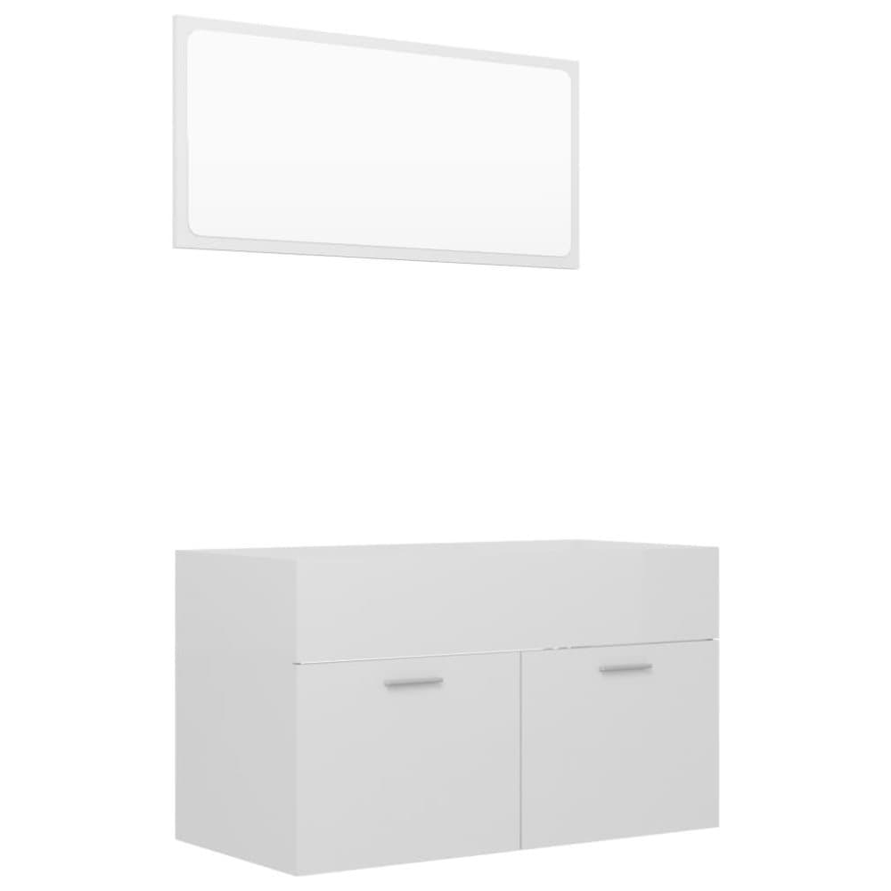 vidaXL 804797 2 Piece Bathroom Furniture Set High Gloss White Engineered Wood