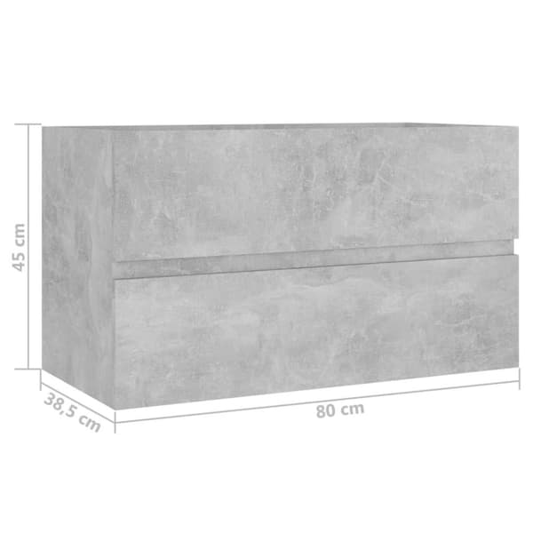 vidaXL Tvättställsskåp betonggrå 80x38,5x45 cm konstruerat trä