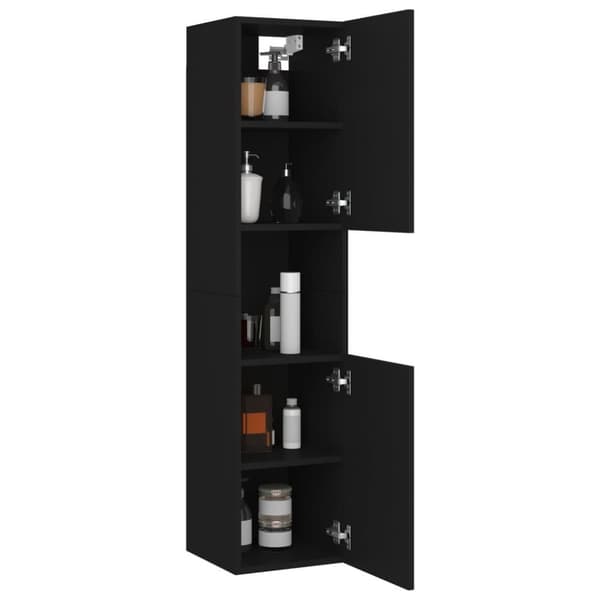 vidaXL Baderomsskap svart 30x30x130 cm konstruert tre