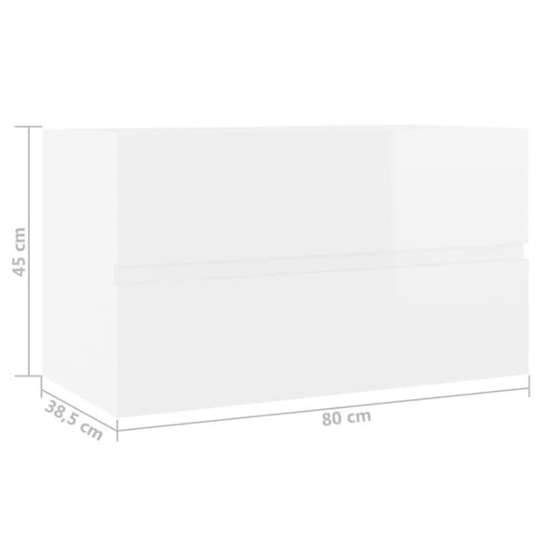 vidaXL Servantskap høyglans hvit 80x38,5x45 cm konstruert tre