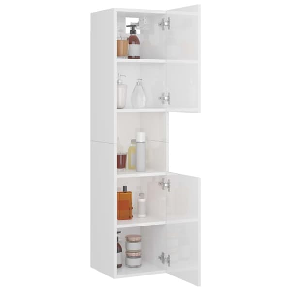vidaXL badeværelsesskab 30x30x130 cm konstrueret træ hvid højglans