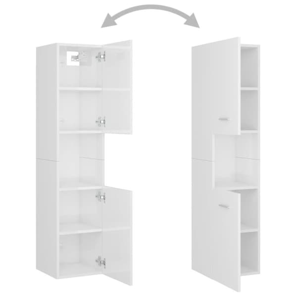 vidaXL badeværelsesskab 30x30x130 cm konstrueret træ hvid højglans