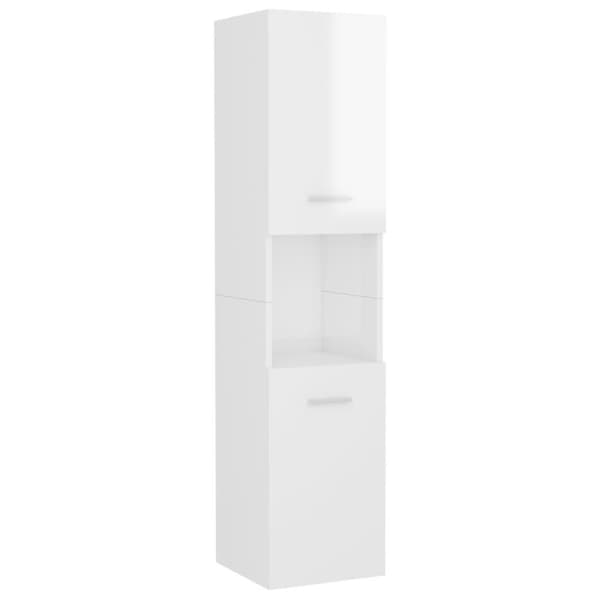 vidaXL badeværelsesskab 30x30x130 cm konstrueret træ hvid højglans