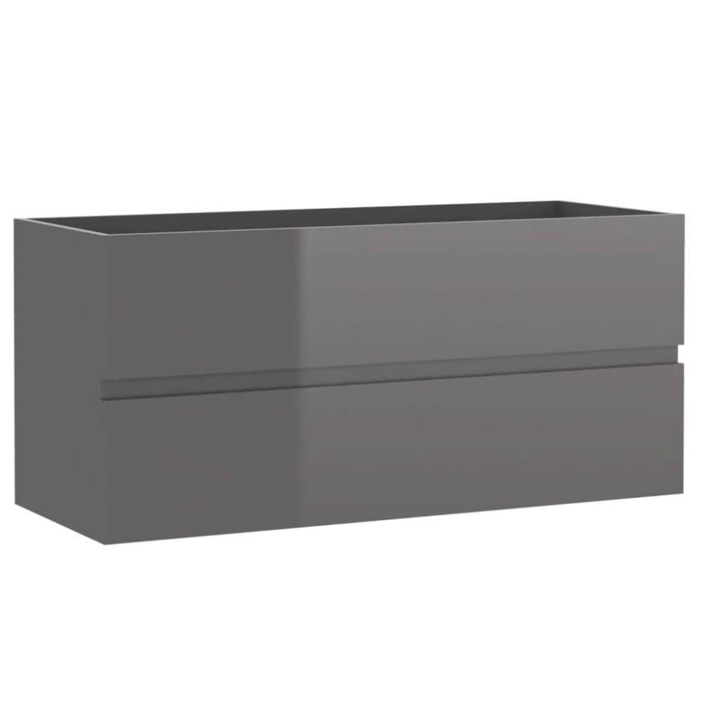 vidaXL Tvättställsskåp grå högglans 100x38,5x45 cm spånskiva