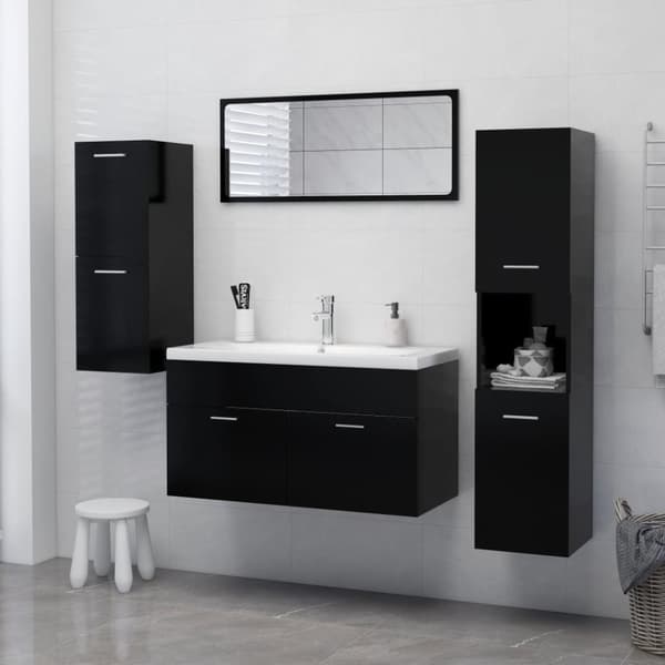 vidaXL badeværelsesskab 30x30x130 cm konstrueret træ sort