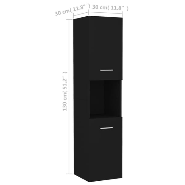 vidaXL badeværelsesskab 30x30x130 cm konstrueret træ sort