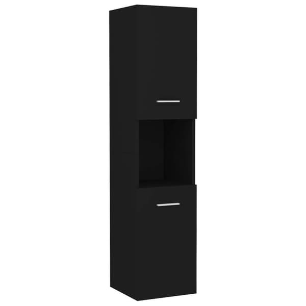 vidaXL badeværelsesskab 30x30x130 cm konstrueret træ sort