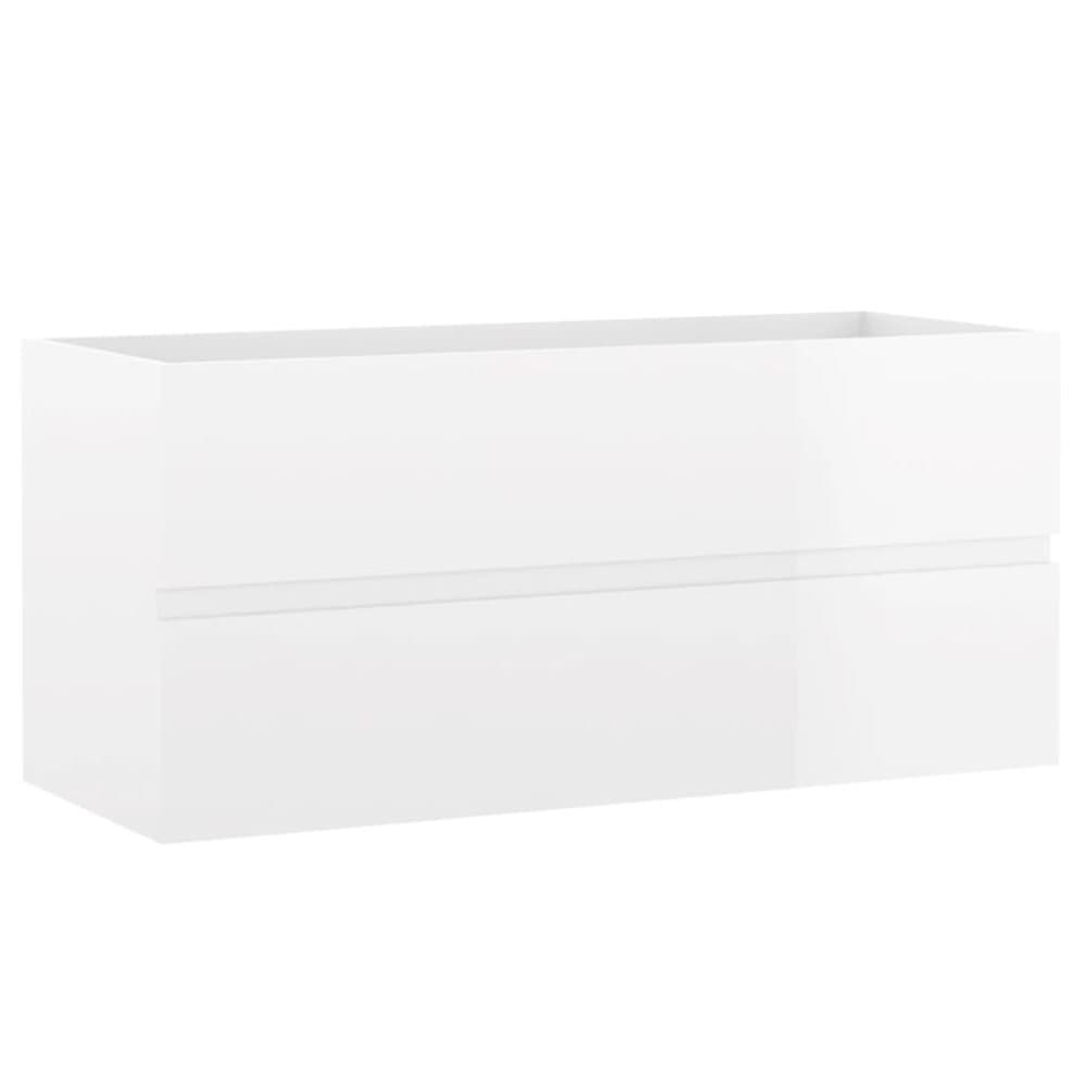 vidaXL Tvättställsskåp vit högglans 100x38,5x45 cm spånskiva