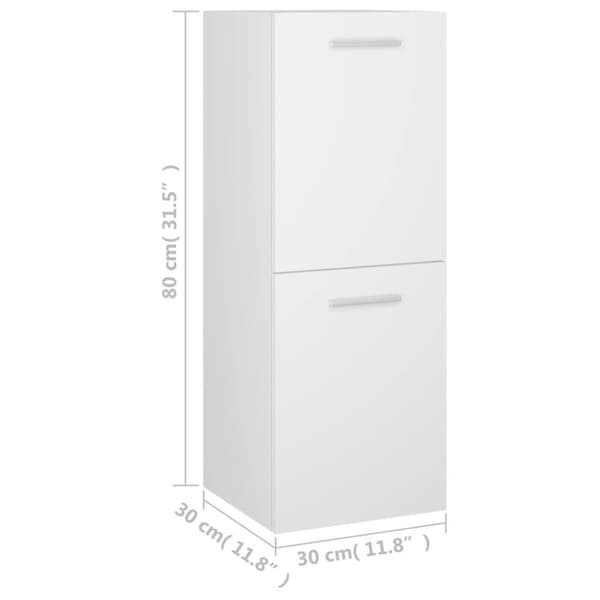 vidaXL badeværelsesskab 30x30x80 cm konstrueret træ hvid