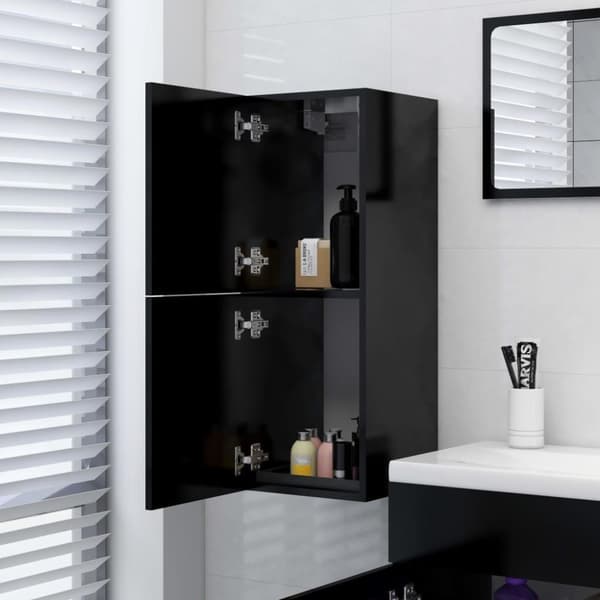 vidaXL Kylpyhuonekaappi musta 30x30x80 cm tekninen puu