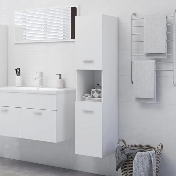 vidaXL Kylpyhuonekaappi musta 30x30x130 cm tekninen puu