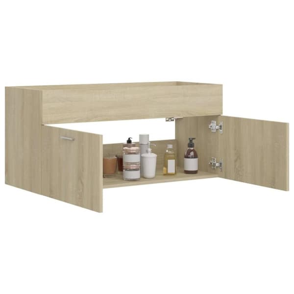 vidaXL skab til håndvask 100x38,5x46 cm konstrueret træ sonoma-eg