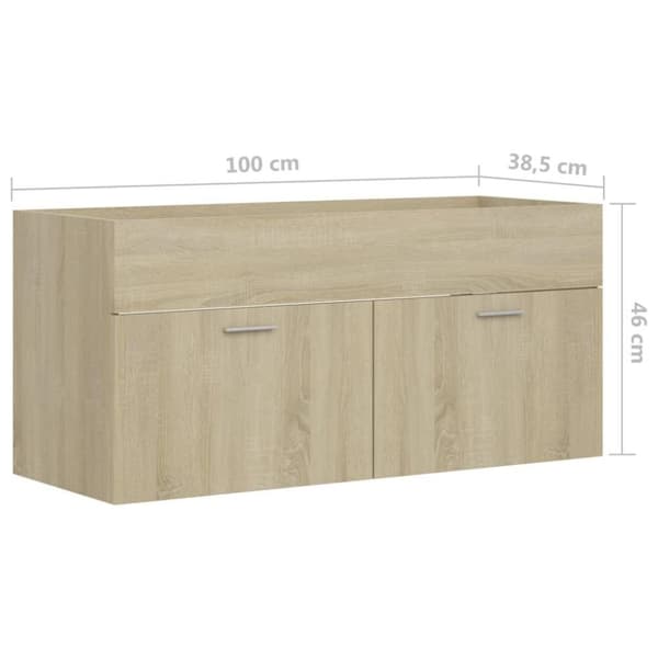 vidaXL skab til håndvask 100x38,5x46 cm konstrueret træ sonoma-eg