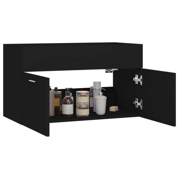 vidaXL skab til håndvask 80x38,5x46 cm konstrueret træ sort