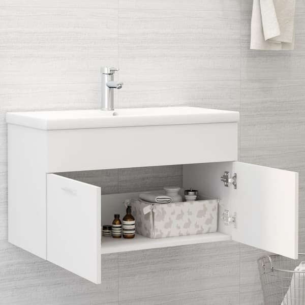 vidaXL skab til håndvask 80x38,5x46 cm konstrueret træ hvid