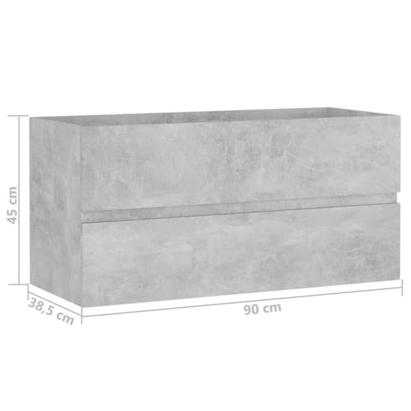 vidaXL skab til håndvask 90x38,5x45 cm konstrueret træ betongrå