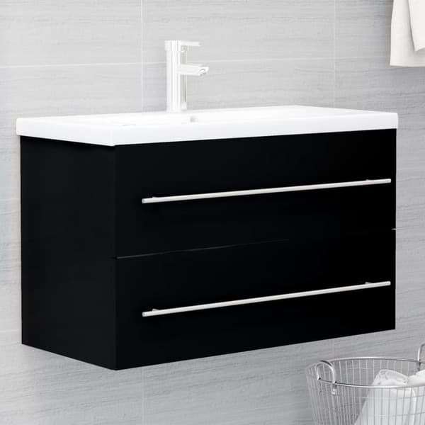 vidaXL Allaskaappi musta 80x38,5x48 cm tekninen puu