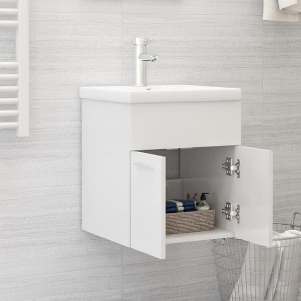vidaXL Tvättställsskåp vit högglans 41x38,5x46 cm konstruerat trä