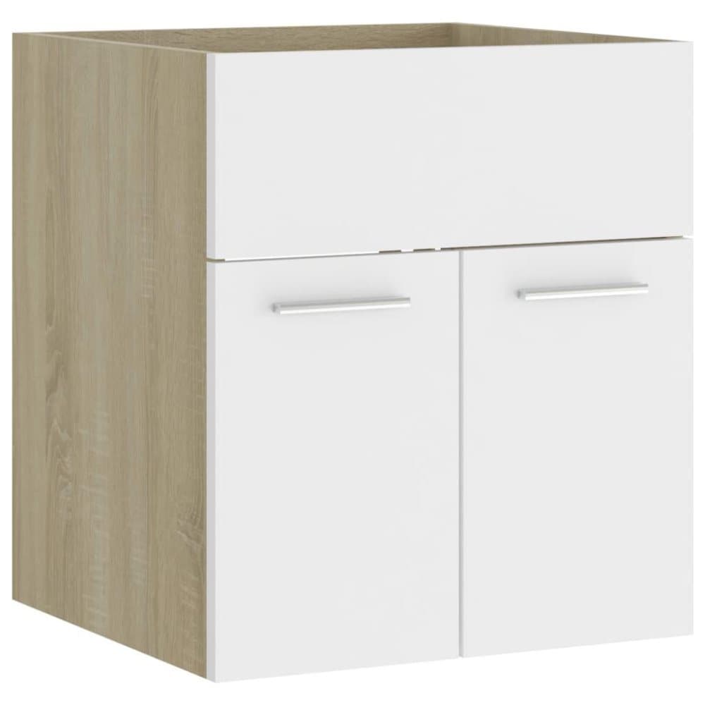 vidaXL Tvättställsskåp vit och sonoma-ek 41x38,5x46 cm spånskiva