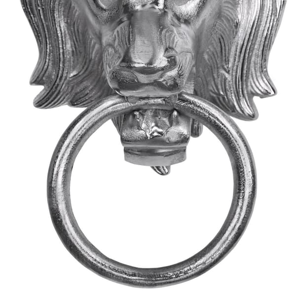 WOMO-DESIGN håndklædeholder med løvehoved motiv lavet af forniklet aluminium, sølv, (B x H): 10 x 31 cm, designer Lion hovedet Lion
