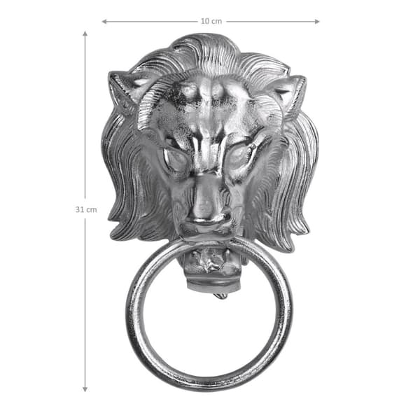WOMO-DESIGN håndklædeholder med løvehoved motiv lavet af forniklet aluminium, sølv, (B x H): 10 x 31 cm, designer Lion hovedet Lion