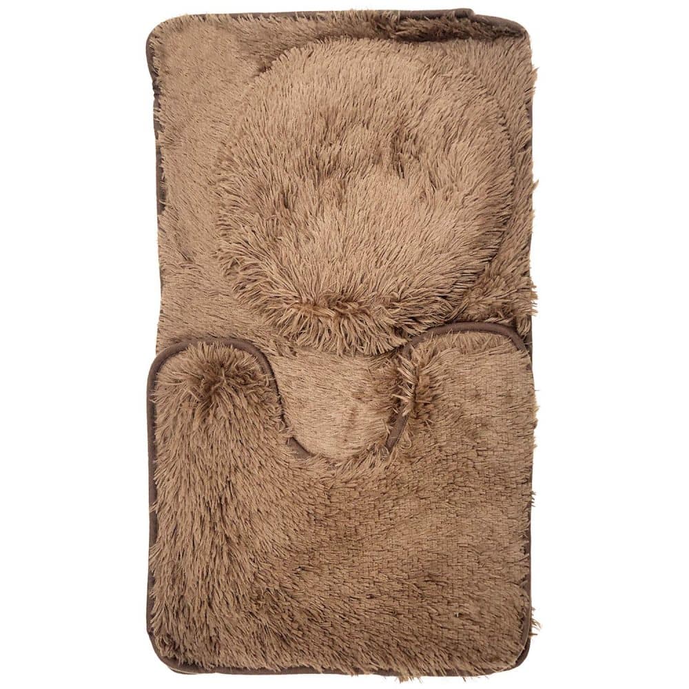 Badrum Mats | 3 stycken | Polyester | Brun