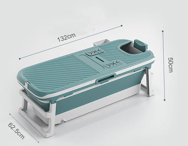 Tubfamily - Foldebadekar til voksne - rosa med låg og termometer - 132cm