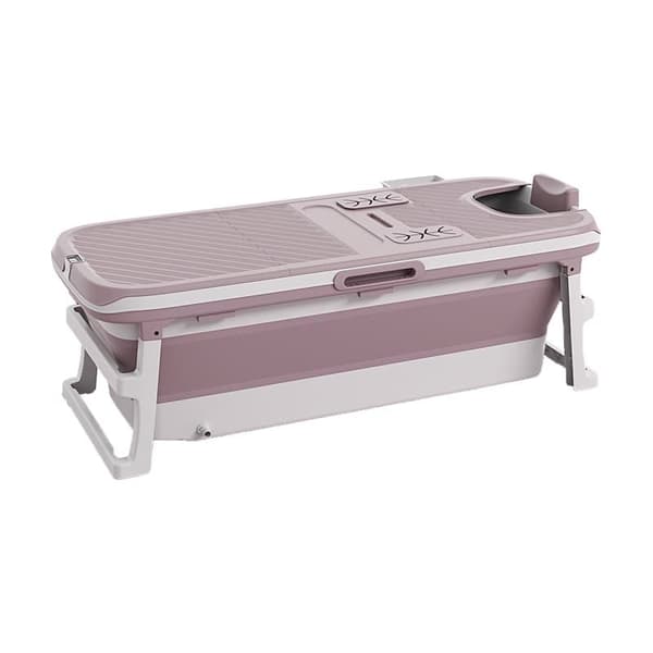 Tubfamily - Vikbar badbalja för vuxna - rosa med lock och termometer  - 132cm
