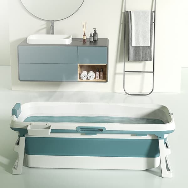 Tubfamily - Foldebadekar til voksne med låg & termoter - Blå - 150cm