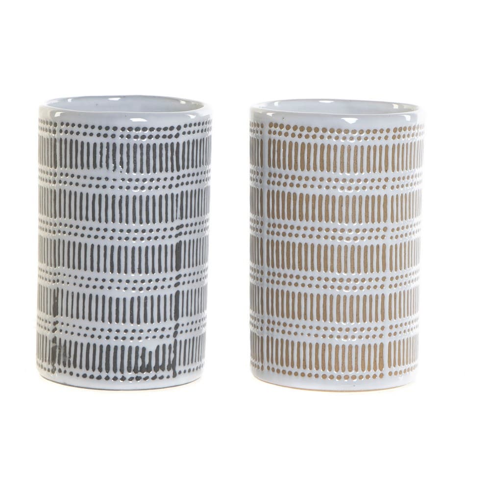 Tannbørste-holder DKD Home Decor Steintøy (2 pcs) (7.2 x 11 x 7.2 cm)