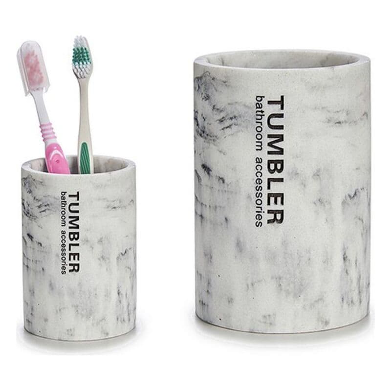 Tannbørste-holder Marmor Hvit polyresin (7,5 x 10 x 7,5 cm)