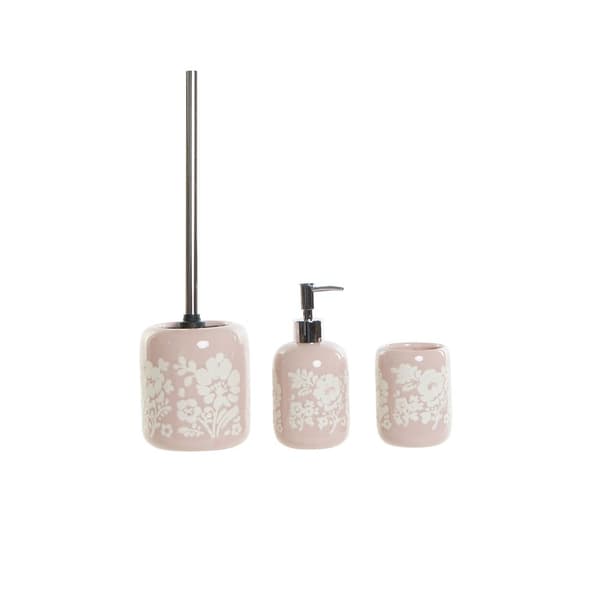 Conjunto de Banho DKD Home Decor 8 x 8 x 17,5 cm Keramik Pink Hvid