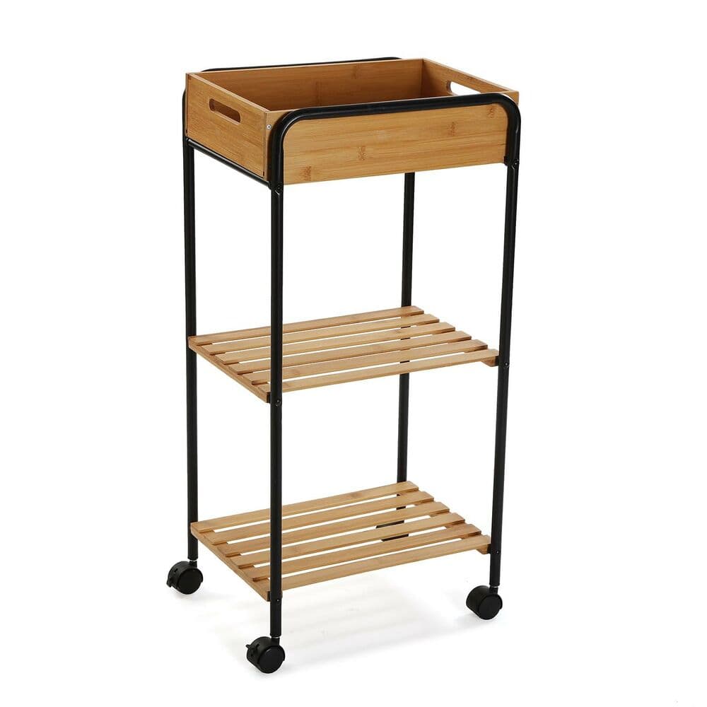 Vagn Versa Svart Med hjul Metall Bambu (29,5 x 81 x 40 cm)