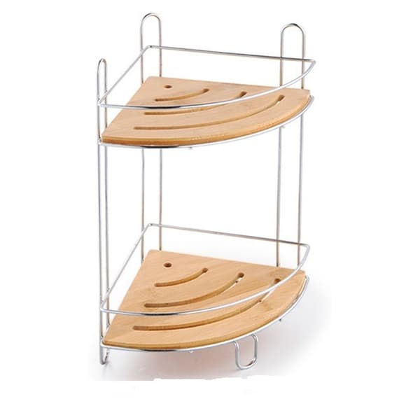 Hjørnehylle DKD Home Decor Naturell Bambus Rustfritt krommetall 2 Hyller 19,5 x 19,5 x 36,5 cm