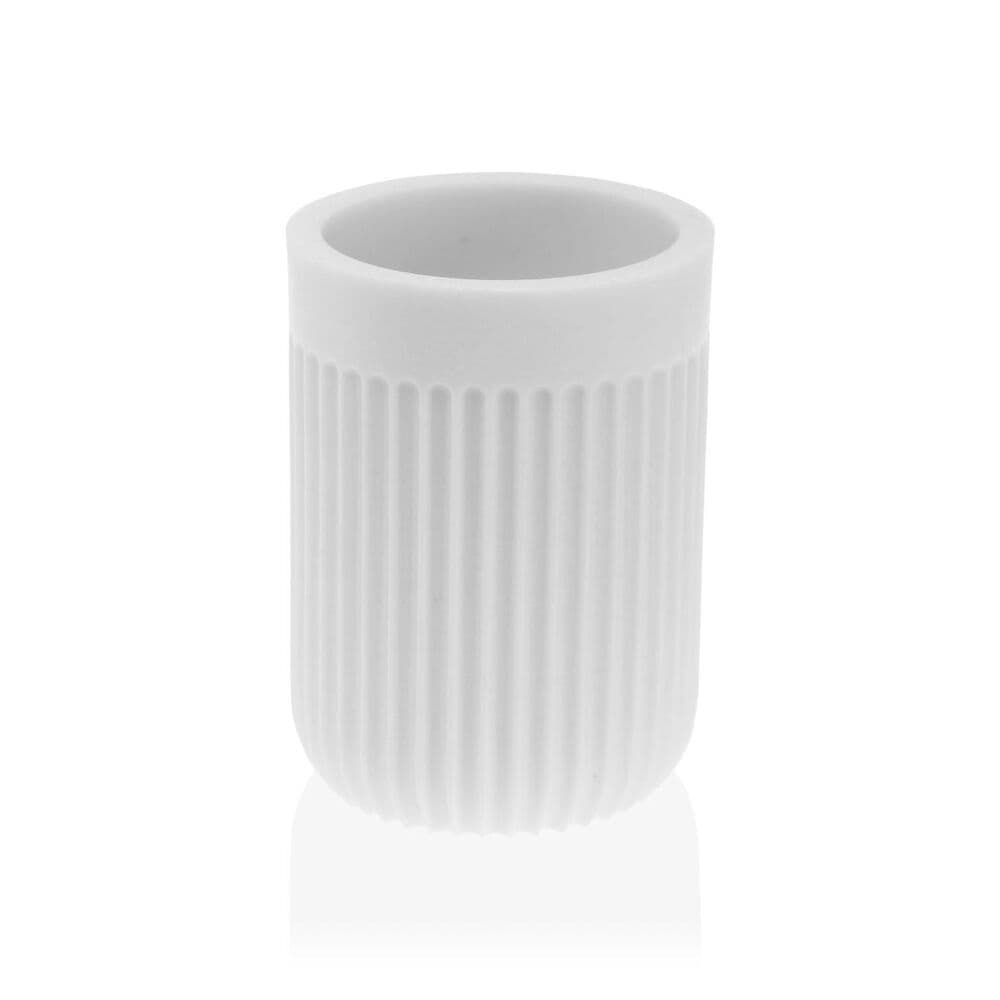 Tannbørste-holder Versa STRIA Hvit Harpiks (7,3 x 10,3 x 7,3 cm)