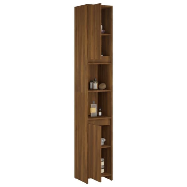 vidaXL badeværelsesskab 30x30x183,5 cm konstrueret træ brunt egetræ