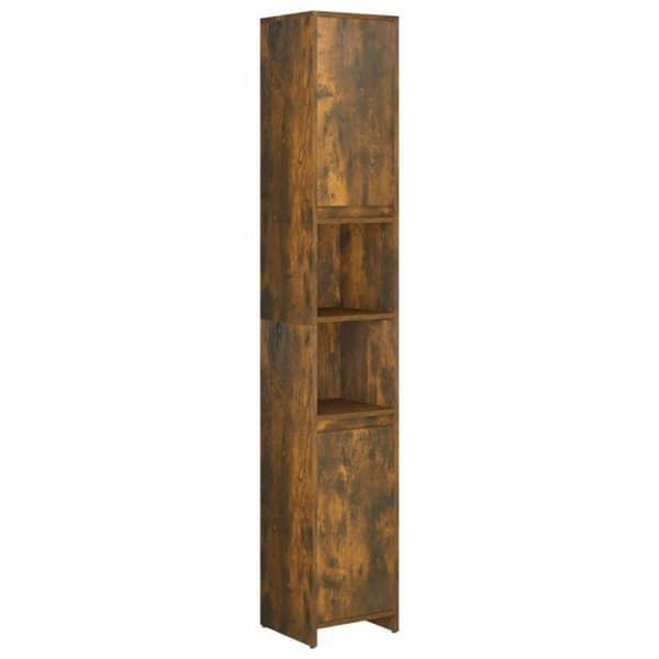 vidaXL badeværelsesskab 30x30x183,5 cm konstrueret træ røget egetræ