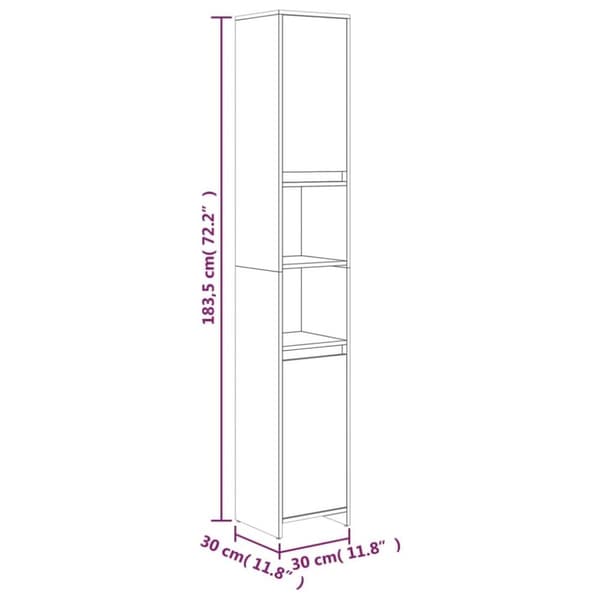 vidaXL Baderomsskap røkt eik 30x30x183,5 cm konstruert tre