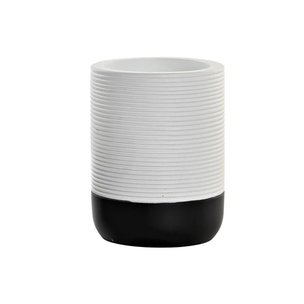 Tannbørste-holder DKD Home Decor Svart Hvit Harpiks (8 x 8 x 10,5 cm)