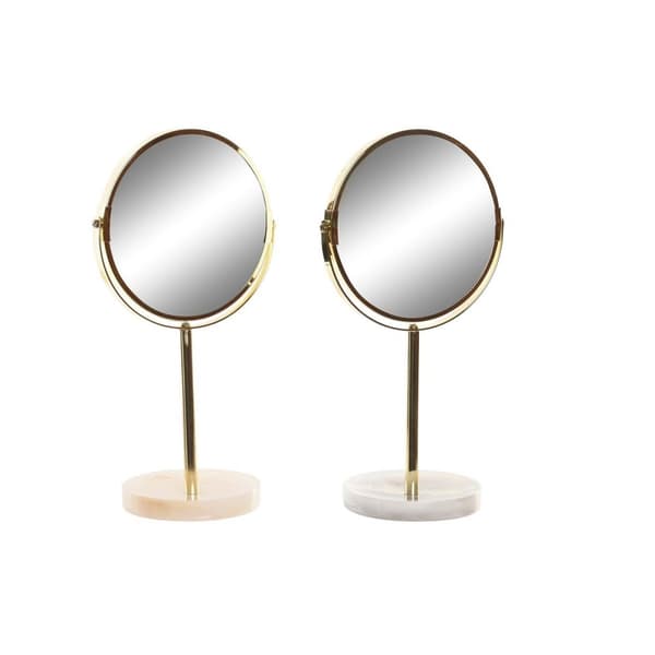 Speil DKD Home Decor 18 x 13 x 35 cm Grå Beige Gyllen Metall Hvit Harpiks Lysegrp (2 enheter)