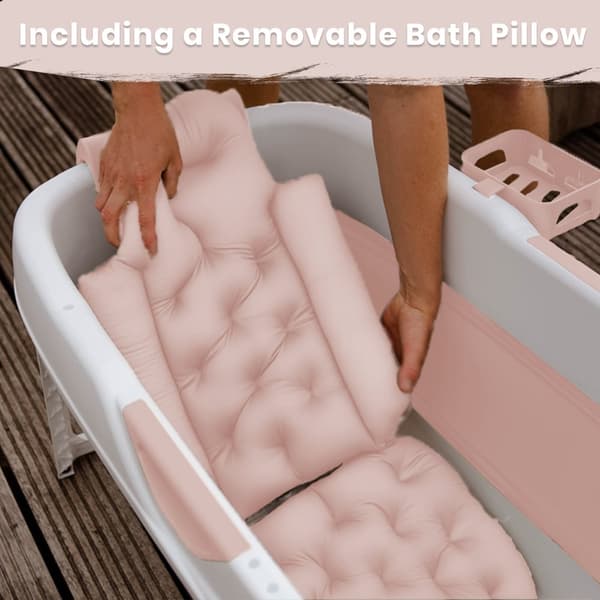 HelloBath Vikbar badbalja för vuxna - Brasiliansk Sand  - 157cm  - Extra långt - Inklusive badkudde & förvaringsskydd