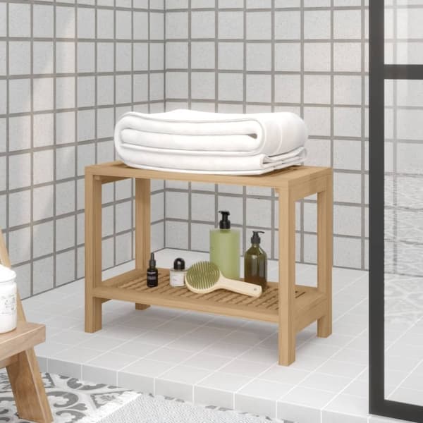 vidaXL badeværelsesbord 60x30x45 cm massivt teaktræ