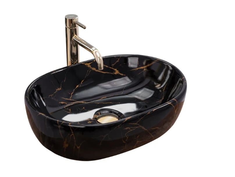 BÄNKSKIVA TVÄTTSTÄLL REA AMELIA SVART MARMOR GLÄNSANDE