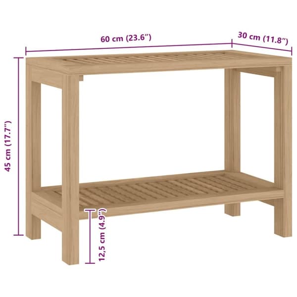 vidaXL Sidebord til baderom 60x30x45 cm heltre teak