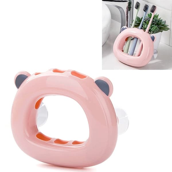 Vægmonteret vægstativ til badeværelset Creative Par Sugekop Tandbørstehyldeholder (Pink)