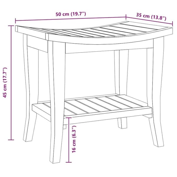 vidaXL badeværelsesbord 50x35x45 cm massivt teaktræ