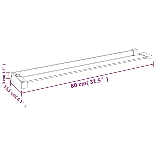 vidaXL brusehylde til brusevæg 80 cm aluminium sort