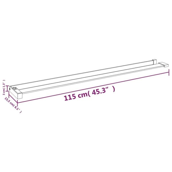 vidaXL brusehylde til brusevæg 115 cm aluminium krom