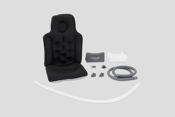 Tubfamily - Foldebadekar til voksne med låg, digital termometer og fodmassage - 150cm/Grå XL